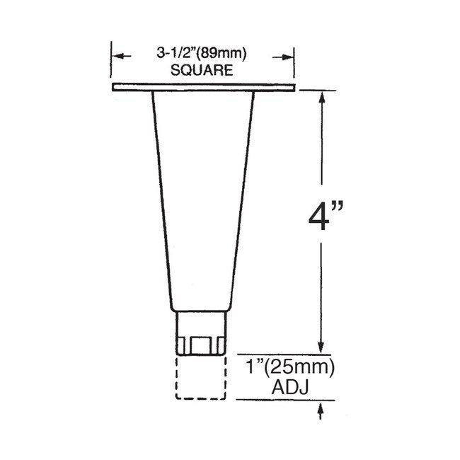 4in H with 3-1/2in Sq | Removeable Mounting Plate | Nickle Plated Econoline Appliance Leg