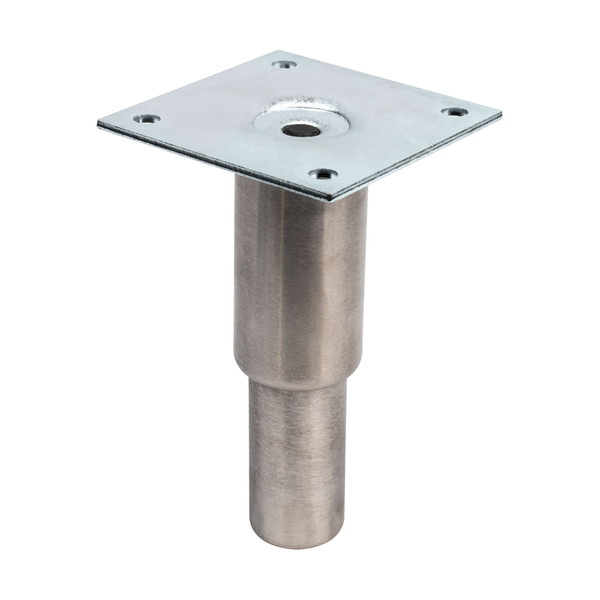 4in H with 3-1/2in Sq | Mounting Plate | Stainless Steel Tubular Leg