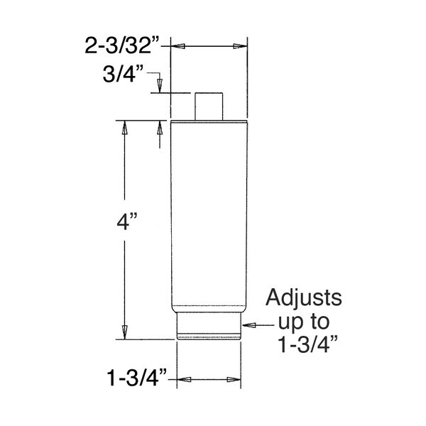 4in H with 3/8-16 x 3/4in | Mounting Stud | Stainless Steel Clad Leg with Adjustable Foot