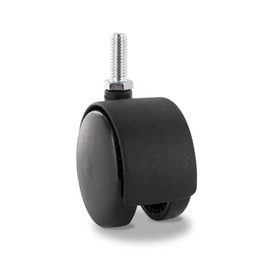 2-3/8in Dia | Black Swivel Hooded Hercules Twin Wheel Caster |3/8 -16 x 1in Threaded Stem