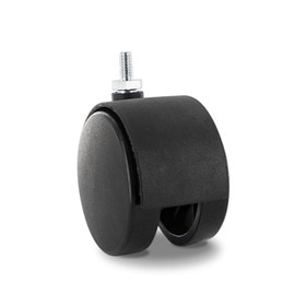 2-3/8in Dia | Black Swivel Hooded Hercules Twin Wheel Caster |1/4-20 x 1/2in Threaded Stem