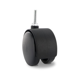 2-3/8in Dia | Black Swivel Hooded Hercules Twin Wheel Caster |1/4-20 x 1in Threaded Stem