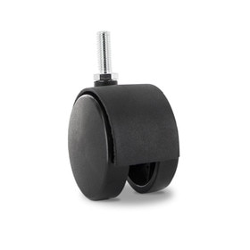 2-3/8in Dia | Black Swivel Hooded Hercules Twin Wheel Caster |5/16-18 x 1in Threaded Stem