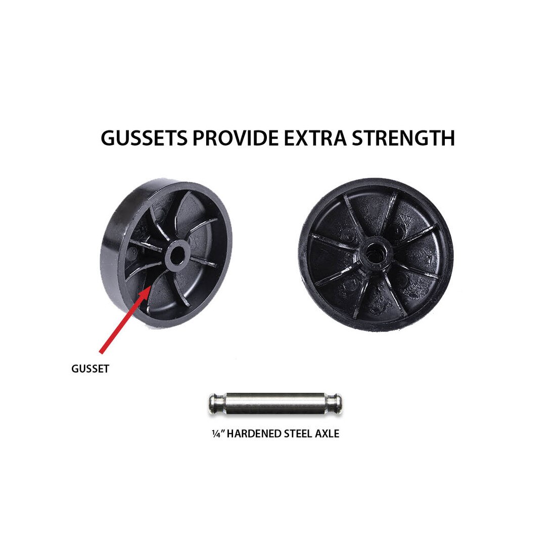 2-3/8in Dia | Black Swivel Hooded Hercules Twin Wheel Caster |3/8 x 7/8in Friction Ring Stem