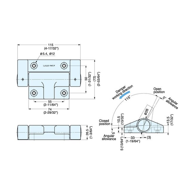 Sugatsune SoftClose Dampening Hinge HGJHW70 Series HGJHW70