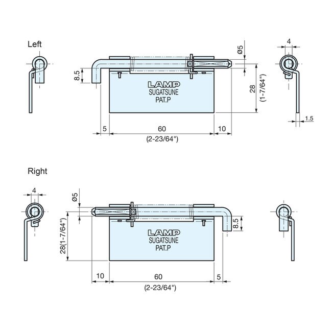 Sugatsune Spring Loaded Pivot Hinge HGPV60ACR Series HGPV60ACR