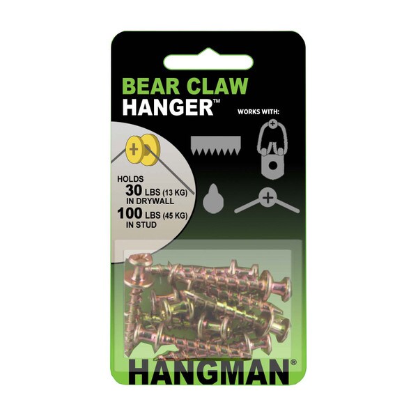 Hangman | #8 x 1in | Gold | Double Headed Bear Claw Hanger