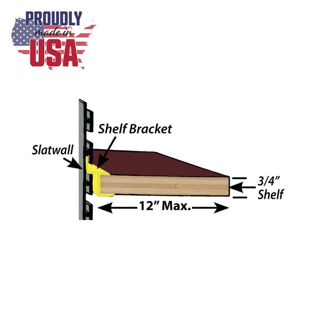 Extruded Aluminum Slatwall Bracket For 3/4in Shelf HGSW750