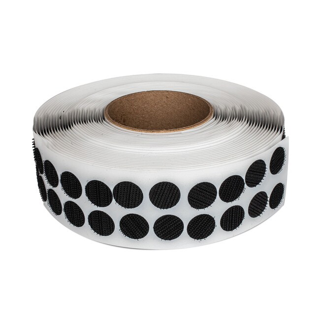 1/2" Diameter Black Standard Grade Velcro Hook Fastening Coin 1440 Pieces Per Roll