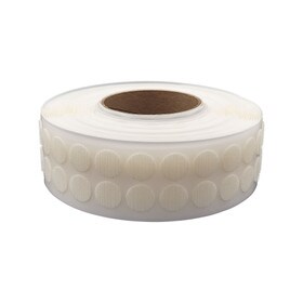 1/2" Diameter White Standard Grade Velcro Hook Fastening Coin 1440 Pieces Per Roll