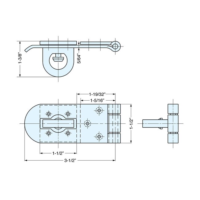 1-1/2" High x 3-1/2" Length Electro Polished Stainless Steel Hasp