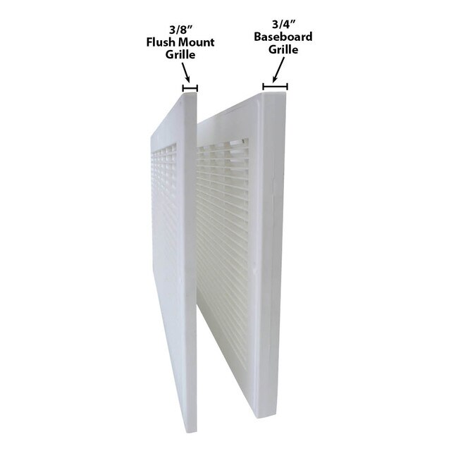 20" x 6" x 3/4" Deep Snow White Baseboard Mount Return Air Grill