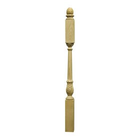 Small Acanthus White Oak Newel Post 3 1/2" W X 50" H