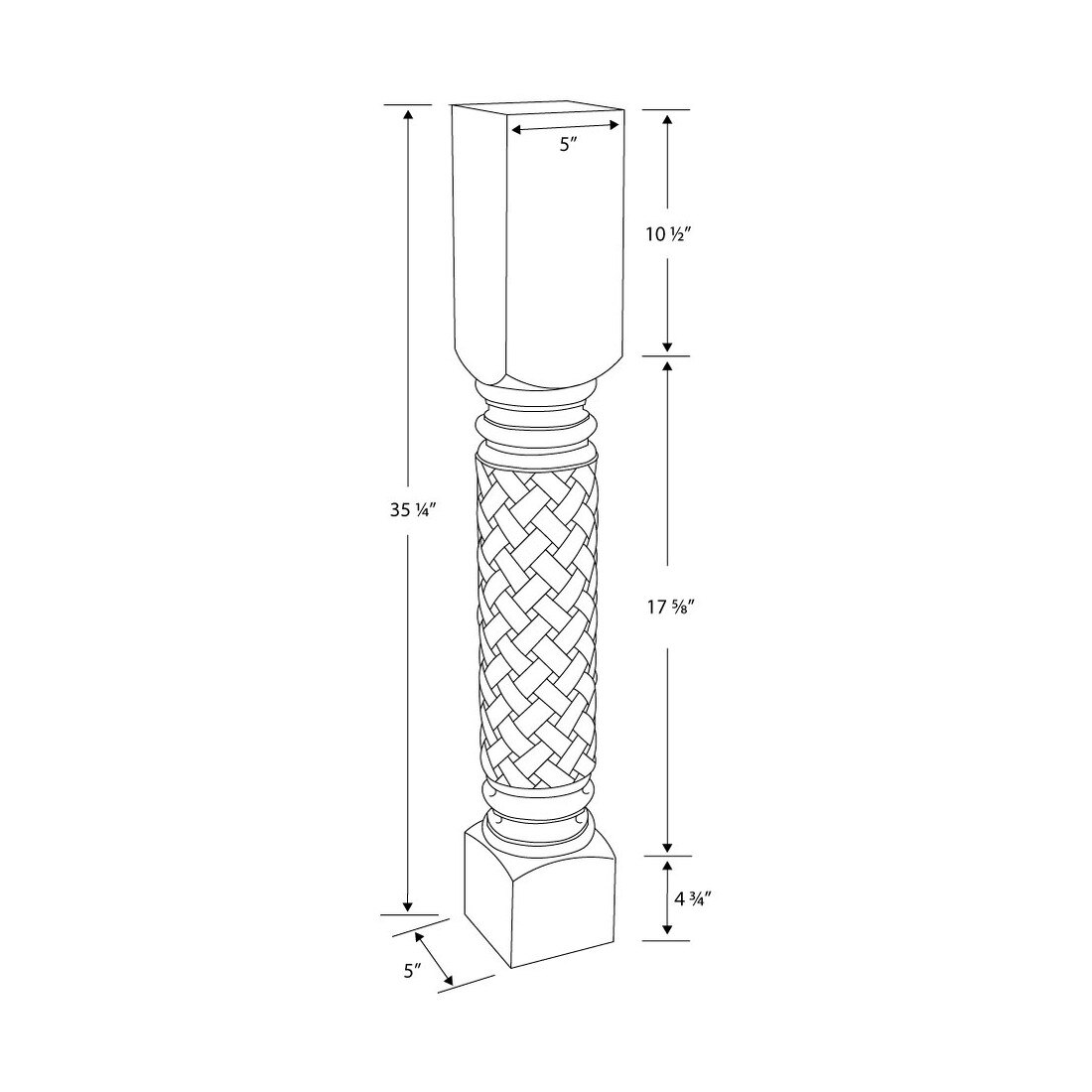 35-1/4in H | Open Weave Island Legs