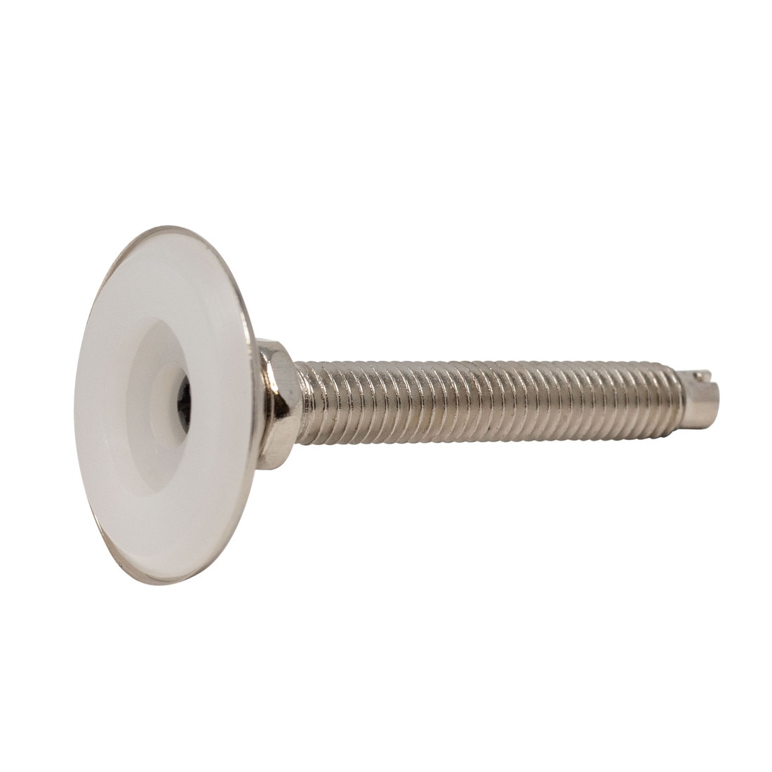 11/16in H x 3-7/8in W | Corner and Support Brace with Nickel Plated Shell/White Nylon Base Leveler | 3/8-16 x 3in Long Threaded Stem
