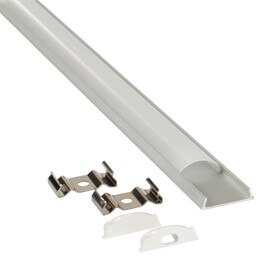 Satin Anodized Aluminum LED Light Channel with Lens | 6.6' Length Fits Up to .525" (13mm) Wide Light