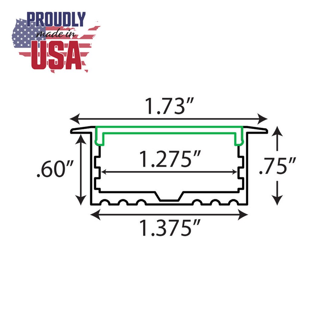 Clear Anodized Aluminum LED Light Channel with Lens | 8' Length Fits Up to 1-3/16" (30MM) | L-TASK-8F Series