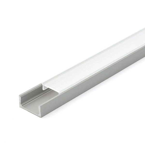 Clear Anodized Aluminum LED Light Channel with Lens | 8' Length Fits Up to 3/8" (10MM) | L-VISION-12BF Series