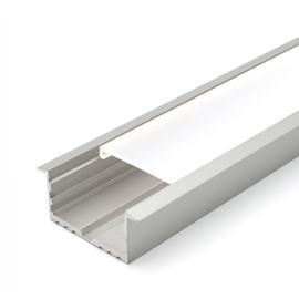 Clear Anodized Aluminum LED Light Channel with Lens | 8' Length Fits Up to 1-3/16" (30MM) | L-VISION-8F Series