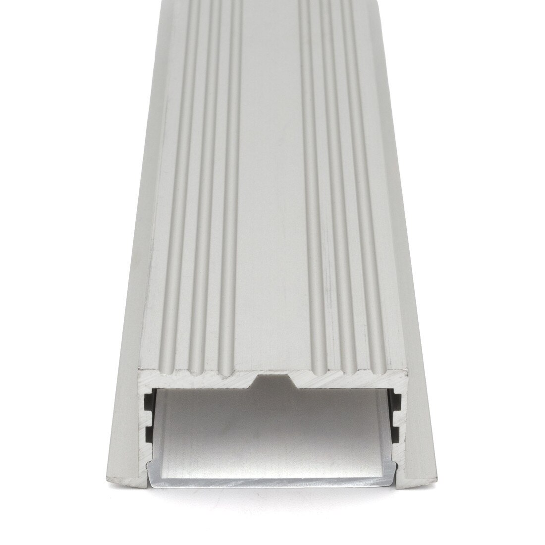 Clear Anodized Aluminum LED Light Channel with Lens | 8' Length Fits Up to 1-3/16" (30MM) | L-VISION-8F Series