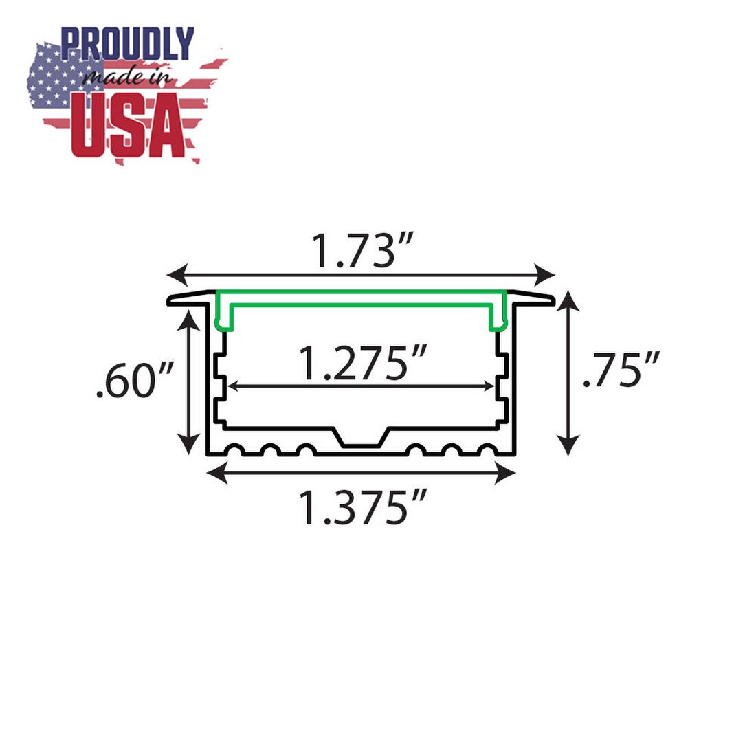 Clear Anodized Aluminum LED Light Channel with Lens | 8' Length Fits Up to 1-3/16" (30MM) | L-VISION-8F Series