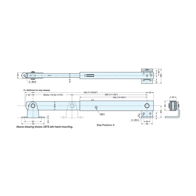 17-25/32" Long Heavy Duty Right Multi-Angle Lid Stay