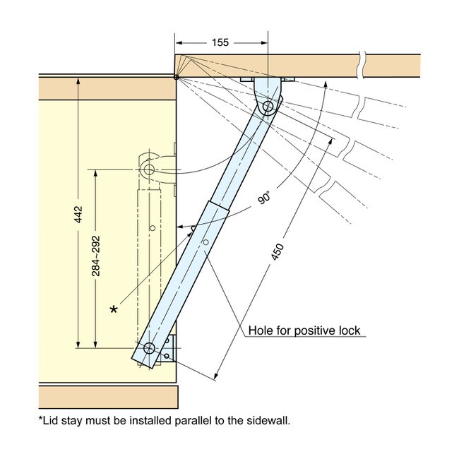17-25/32" Long Heavy Duty Right Multi-Angle Lid Stay