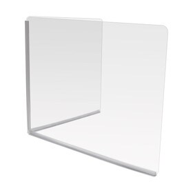 L-Shaped Clear Acrylic Desk/Countertop Protection Kit | Includes Rounded and Polished Acrylic Panels | Full-Length Corner Channels | Adhesive T-Base | 24in H x 24in D; 3/16in Thick