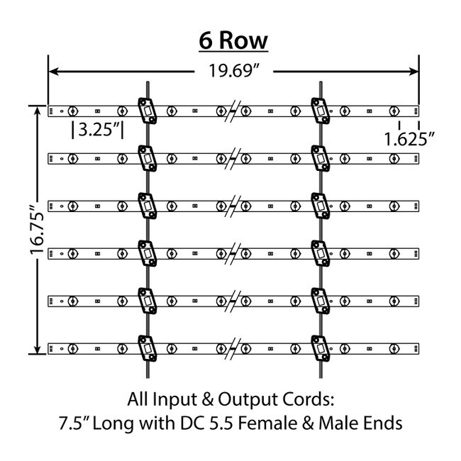 SEG LED Ladder Light 6 Rows x 20" Length | Cool White 6500K 43 Watts Per Set 2000 Lumens Per Sq Ft 12V UL