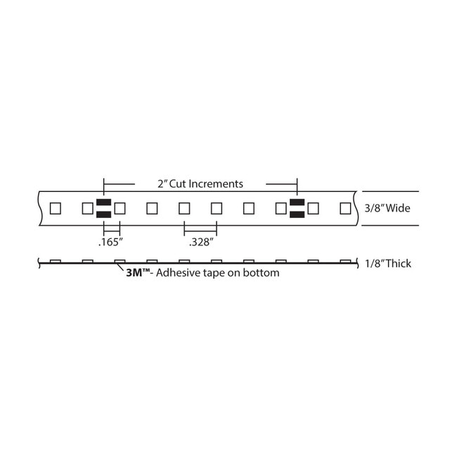 3/8in Wide Ribbon Lighting | 2835 Chip Pure White 4000-4500K 120 Watts 24V | IP20 UL | 98ft Length