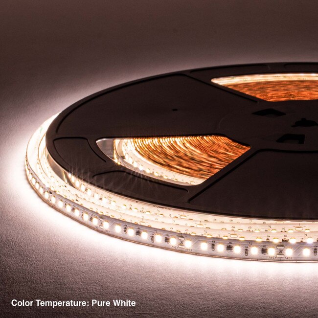 3/8in Wide Ribbon Lighting | 2835 Chip Pure White 4000-4500K 120 Watts 24V | IP20 UL | 98ft Length