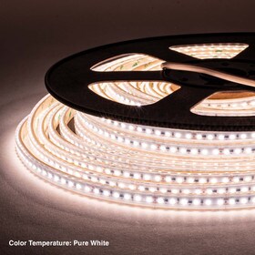 3/8in Wide Ribbon Lighting | 2835 Chip | Pure White 4000-4500K | 120 Watts 24V | IP65 UL | 98ft Length