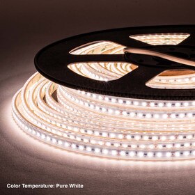 3/8in Wide Ribbon Lighting | 2835 Chip | Pure White 4000-4500K | 120 Watts 24V | IP65 UL | 98ft Length