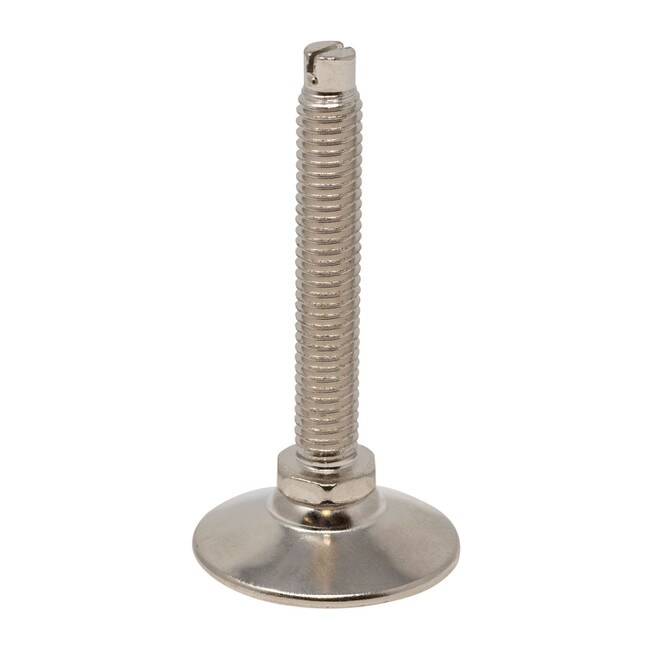1-5/8in H x 1-1/2in W | Corner and Support Brace with Nickel Plated Shell/White Nylon Base Leveler | 3/8-16in x 3in Long Threaded Stem