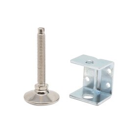 1-5/8in H x 1-1/2in W | Corner and Support Brace with Nickel Plated Shell/White Nylon Base Leveler | 3/8-16in x 3in Long Threaded Stem