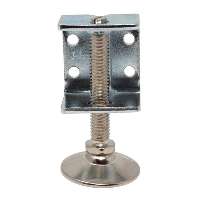 1-5/8in H x 1-1/2in W | Corner and Support Brace with Nickel Plated Shell/White Nylon Base Leveler | 3/8-16in x 3in Long Threaded Stem