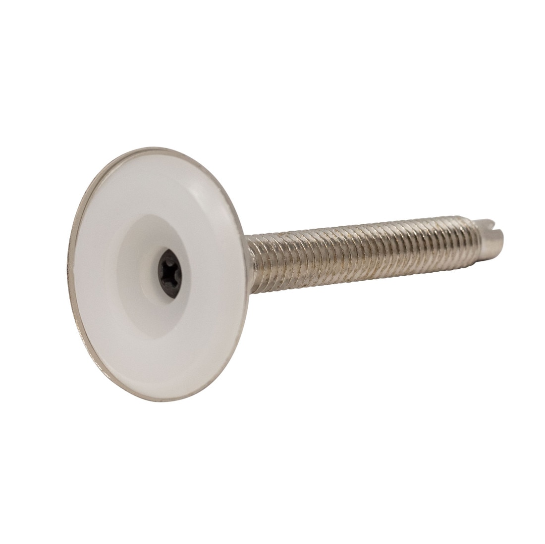 1-5/8in H x 1-1/2in W | Corner and Support Brace with Nickel Plated Shell/White Nylon Base Leveler | 3/8-16in x 3in Long Threaded Stem