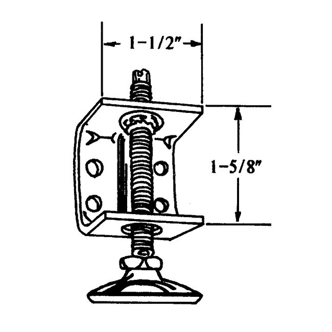 1-5/8in H x 1-1/2in W | Corner and Support Brace with Nickel Plated Shell/White Nylon Base Leveler | 3/8-16in x 3in Long Threaded Stem