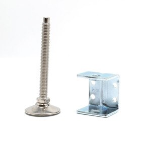 1-5/8in H x 1-1/2in W | Corner and Support Brace with Nickel Plated Shell/White Nylon Base Leveler | 3/8-16in x 4in Long Threaded Stem