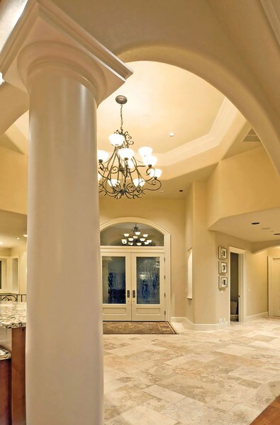 12' High x 12" Diameter Plain Round Non-Tapered Fiberglass Structural Column with Contemporary Capital and Base