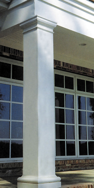 10' High x 12" Wide Square Non-Tapered Fiberglass Structural Column with Plain Style Capital and Base