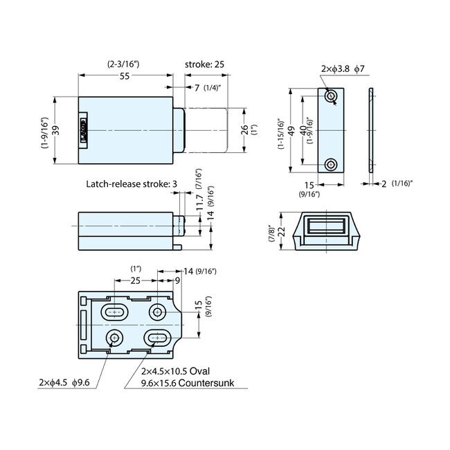 Sugatsune push to open latch for doors 11 lbs push force ml zn80 bl