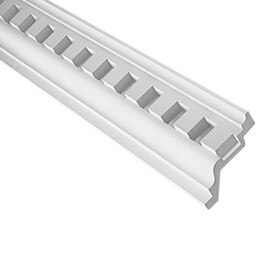 Fypon | 11-1/8in H x 8-1/2in Proj | Primed White Polyurethane | Crown Moulding | 12' Long