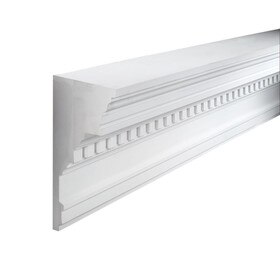 Fypon | 19in H x 9-7/8in Proj | Primed White Polyurethane | Crown Moulding | 8' Long