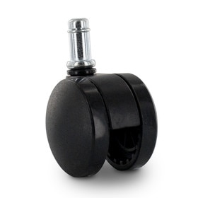 Black Swivel Non Hooded Twin Wheel Furniture Caster | 7/16 x 7/8in Friction Ring Stem
