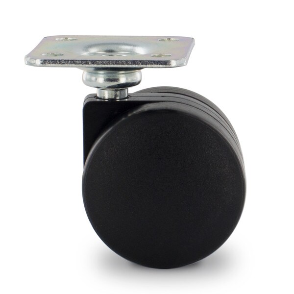 Black Swivel Non Hooded Twin Wheel Furniture Caster