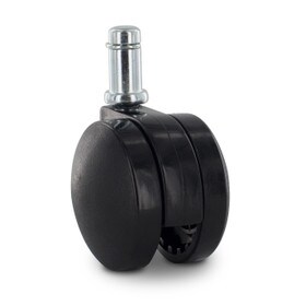 Black Swivel Non Hooded Twin Wheel Furniture Caster | 7/16 x 7/8in Friction Ring Stem