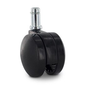 Black Swivel Non Hooded Twin Wheel Furniture Caster | 7/16 x 7/8in Friction Ring Stem