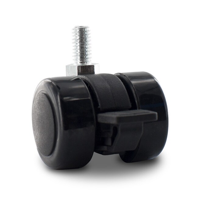 Black Swivel Non Hooded Mity Mite Twin Wheel Furniture Caster | 5/16-18 x 5/8in Long Threaded Stem