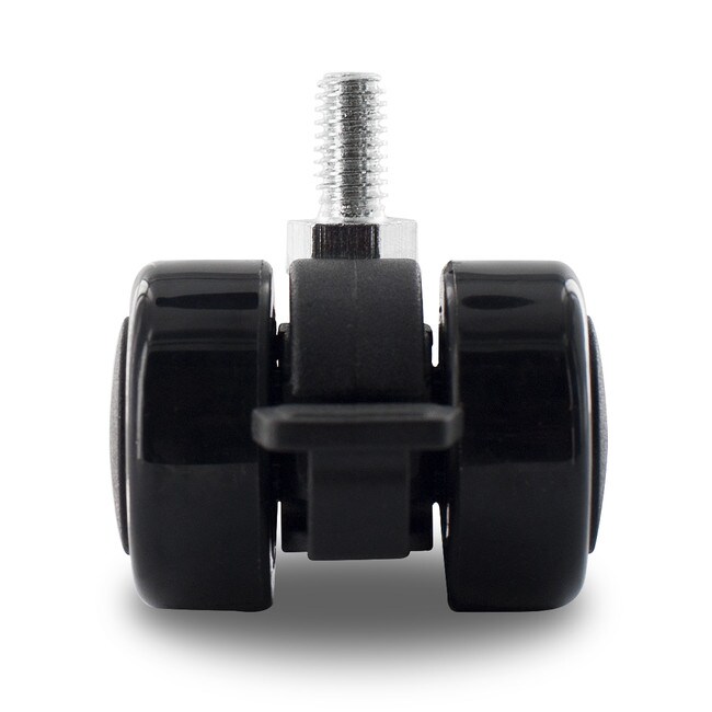 Black Swivel Non Hooded Mity Mite Twin Wheel Furniture Caster | 5/16-18 x 5/8in Long Threaded Stem